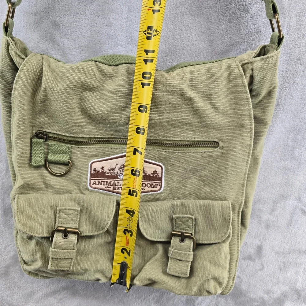 VTG Disney Parks Messenger Bag Green Animal Kingdom Canvas Crossbody